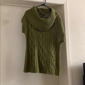 Cowl-neck sweater.